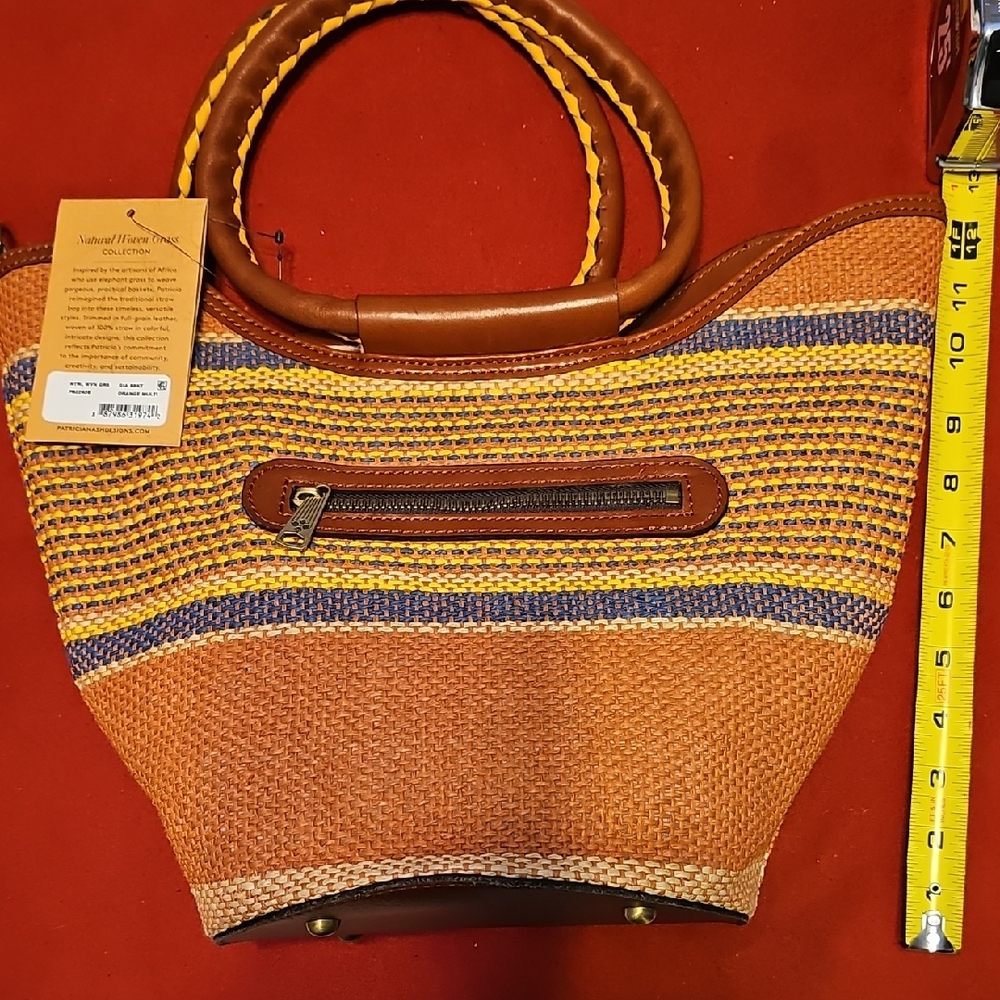 NWT PATRICIA NASH LEATHER & STRAW TOTE GIA BASKET BAG